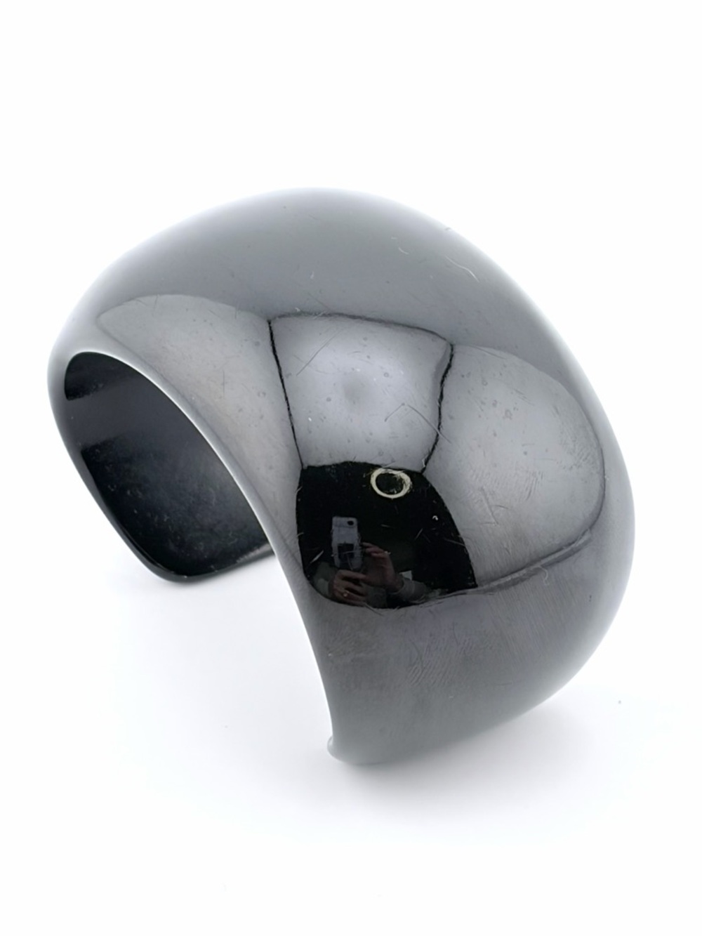 Bakelite Black Wide Dome Cuff Bracelet